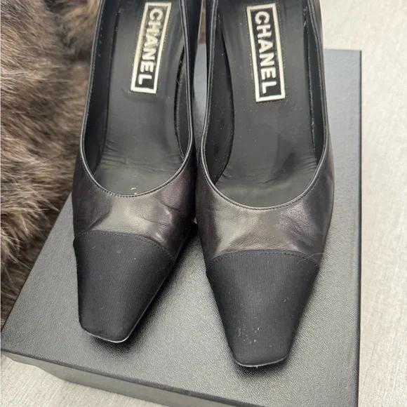 Chanel Black Heels with Mesh Design